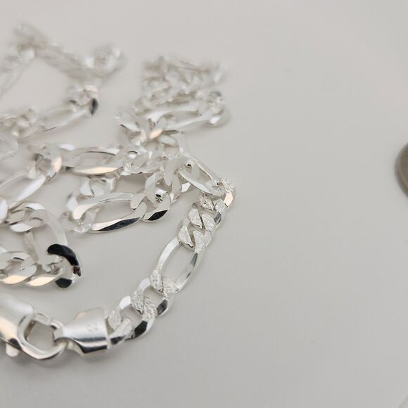925 sterling silver figaro chain necklace 24" A+ - Picture 6 of 7